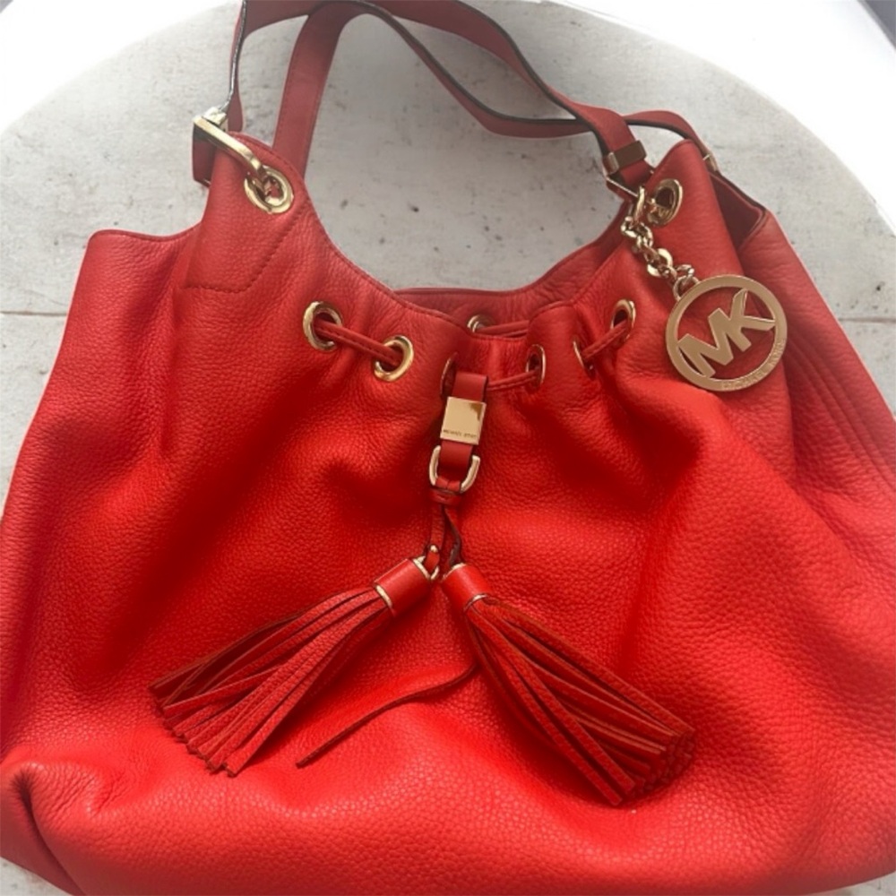 Michael Kors Red Shoulder Bag with Tassels